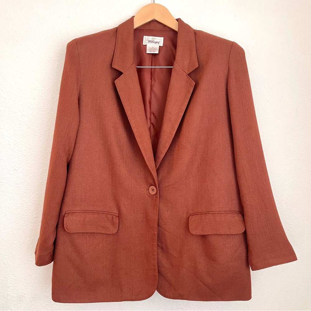 Vintage 90s Worthington Single-Button Relaxed Oversized Blazer Rust Terracotta